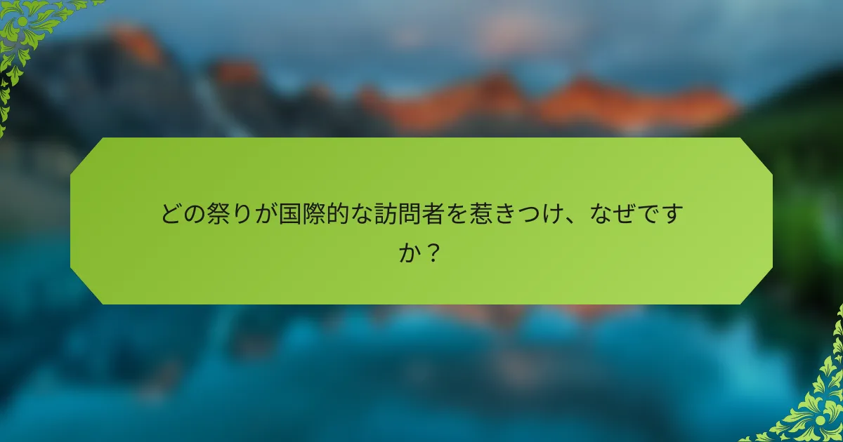 どの祭りが国際的な訪問者を惹きつけ、なぜですか？