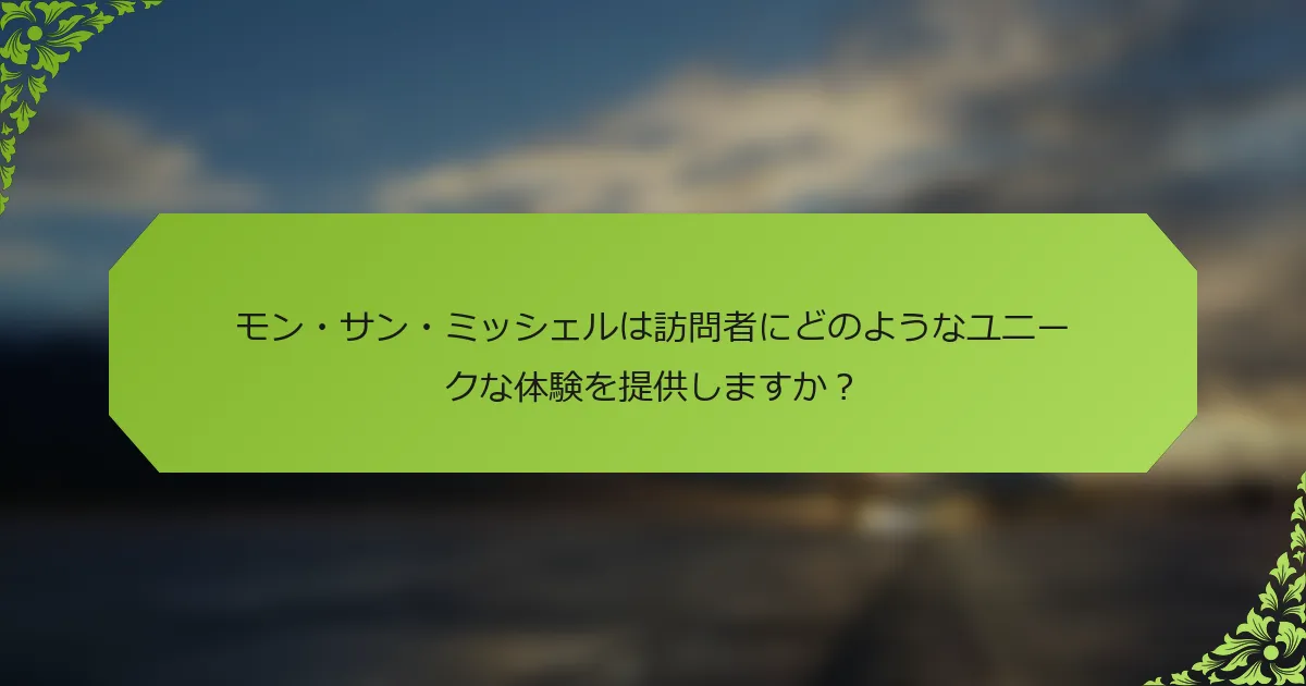 モン・サン・ミッシェルは訪問者にどのようなユニークな体験を提供しますか？
