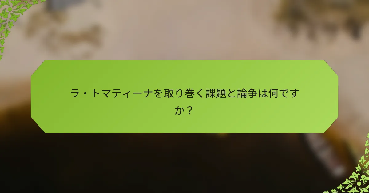 ラ・トマティーナを取り巻く課題と論争は何ですか？
